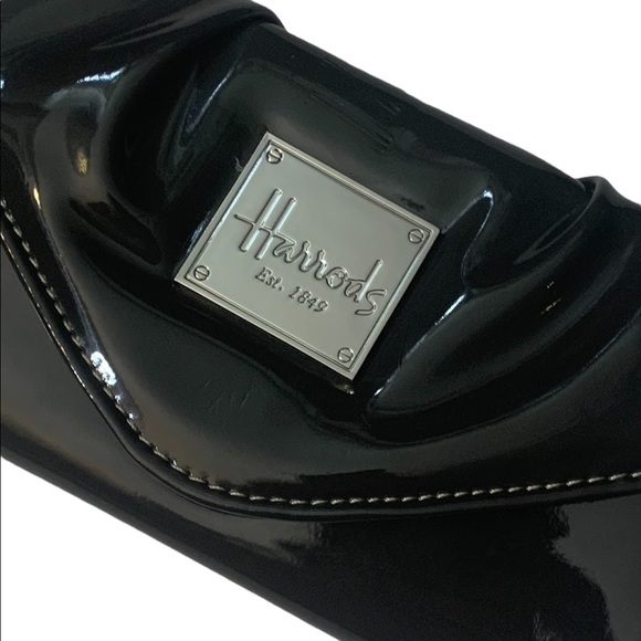 Harrods High Gloss Patent Leather Bifold Wallet in Deep Coal. Harrods 1849 EST. - Picture 3 of 6